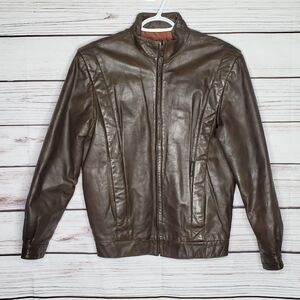 Vintage Members Only Leather Motorcycle Brown Jacket Riding Bike Size 9/10